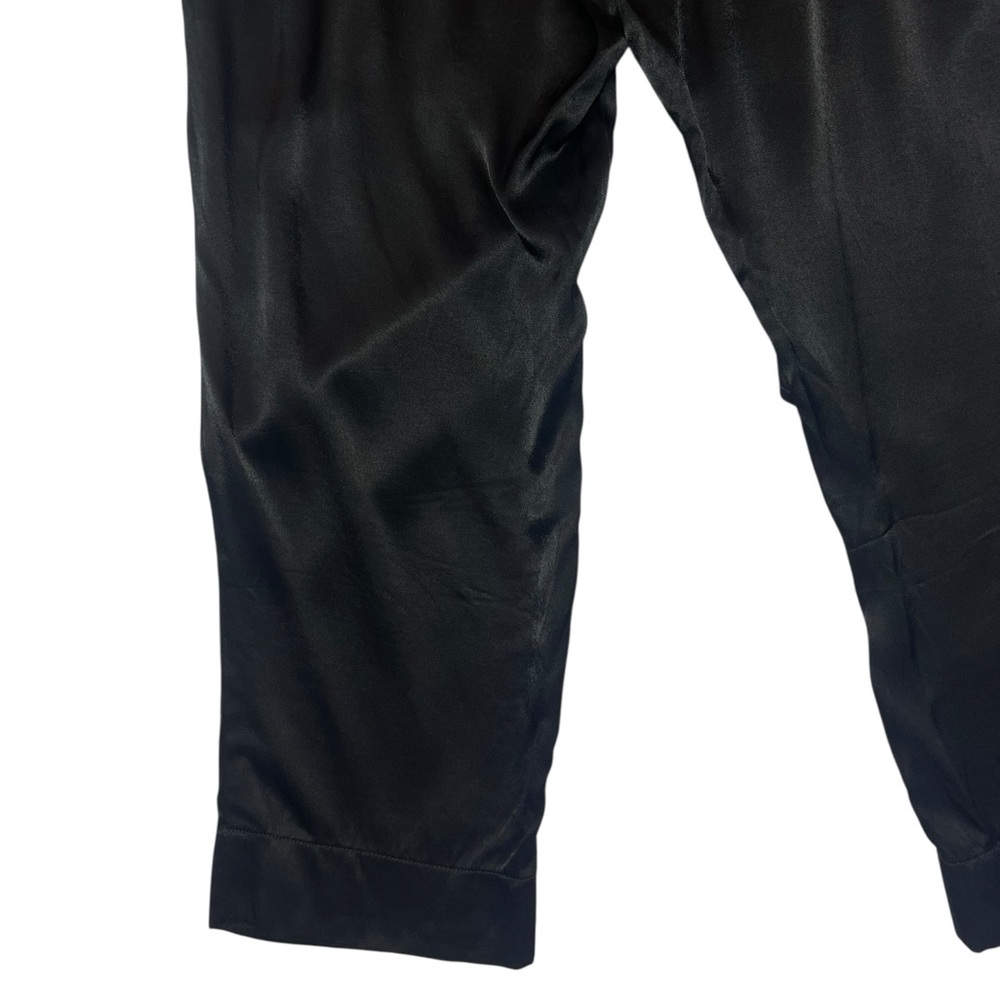 Anthropologie ett:twa Satin Black Tie Waist Wide Leg Trouser Ankle Pants Size 14 - Picture 15 of 16
